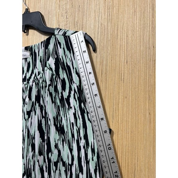 Calvin Klein - Women's Sleeveless Printed Blouse - Black/Mint/White - Small - Picture 6 of 13